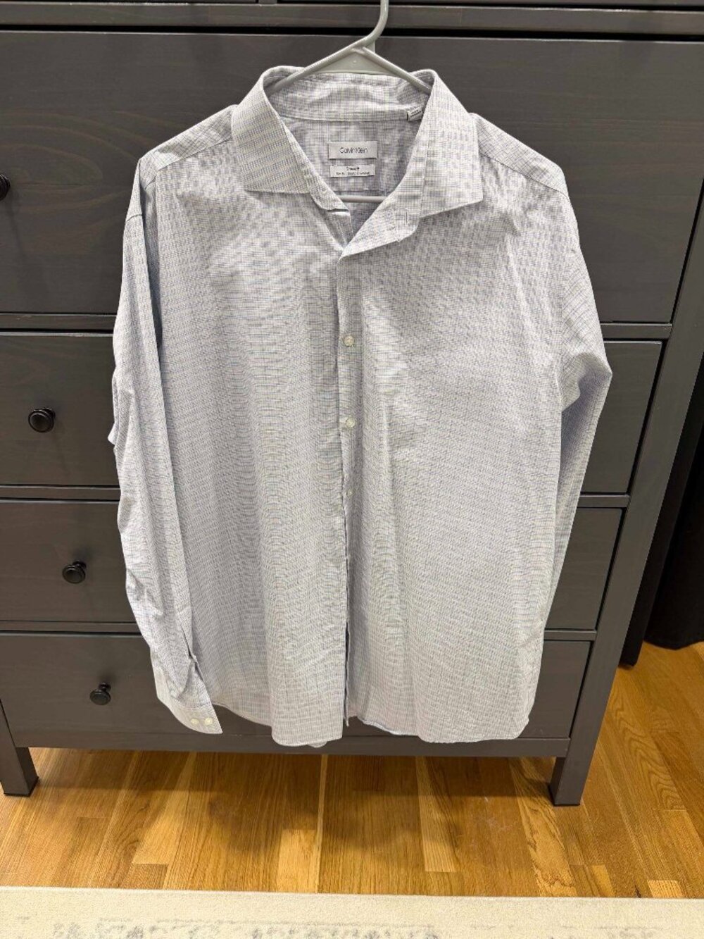 Calvin Klein Steel+ Slim Fit Stretch Non Iron Dress Shirt Plaid 17.5 34/35